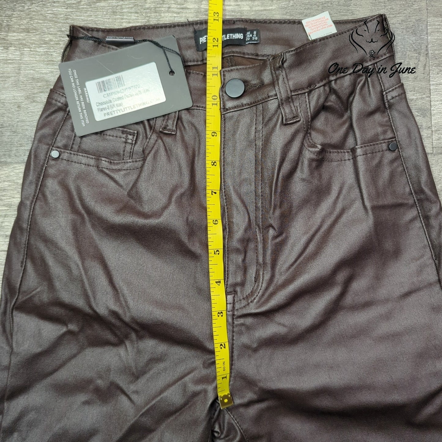 Prettylittlethings Coated Denim Split Hem Pants Size 4