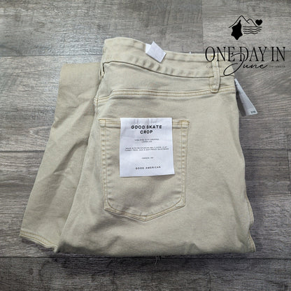 Good American Good Skate Crop Wide Leg Jeans Dune Beige NWT Size 22