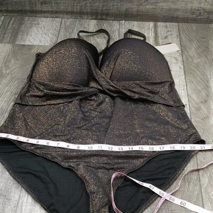 Kenneth Cole Push Up Mio One Piece Swimsuit Bronze Metallic NWT Size 3X