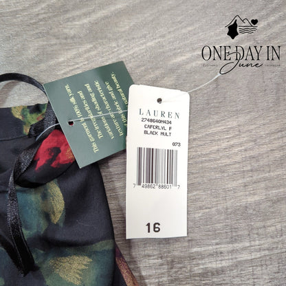 Lauren by Ralph Lauren Floral Silk Lined Layered Midi Skirt Size 16