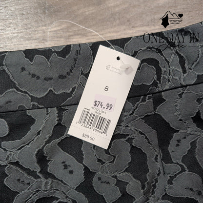Banana Republic Floral Jacquard Pencil Skirt Black Gray NWT Size 8