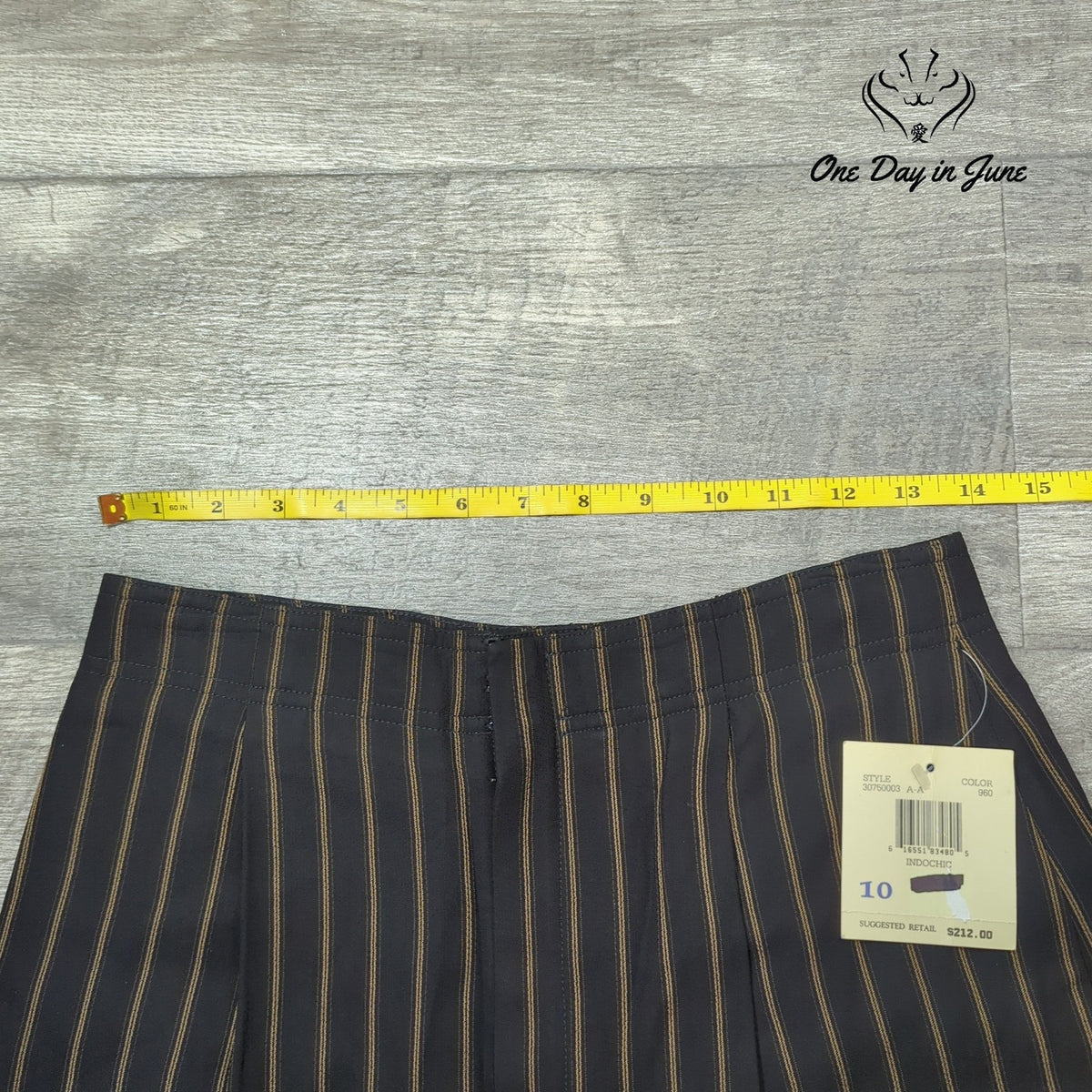 Dana Buchman Indochic Straight Leg Striped Dress Pants Black Brown NWT Size 10