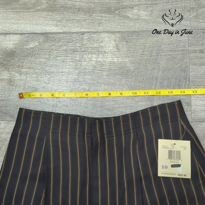 Dana Buchman Indochic Straight Leg Striped Dress Pants Black Brown NWT Size 10
