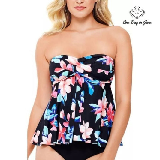 Swim Solutions Flyaway Tankini Top Size 10