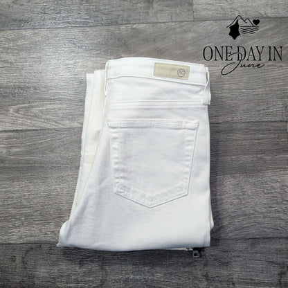 AG Adriano Goldschmied Isabelle Exposed Zip White Straight Crop Jeans NWT Size 4