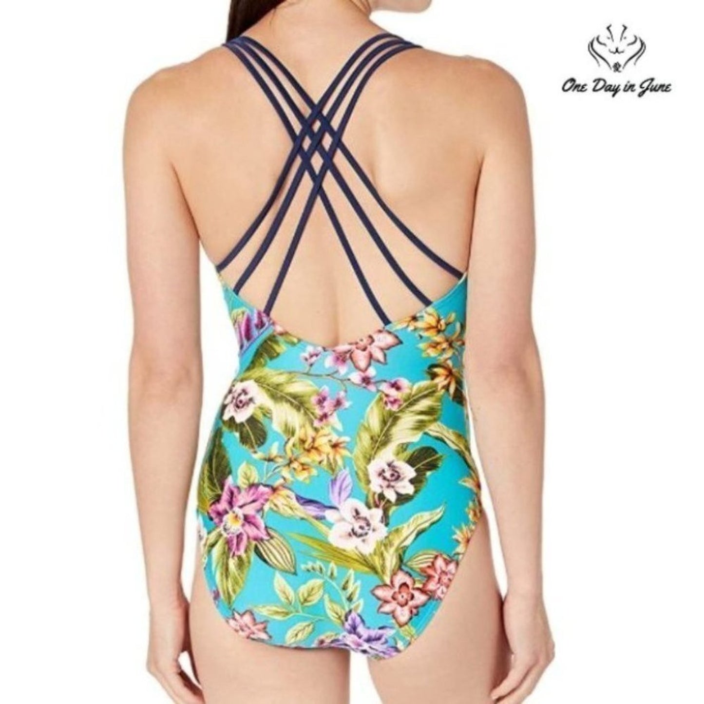 Coastal Blue Strappy One Piece Swimsuit