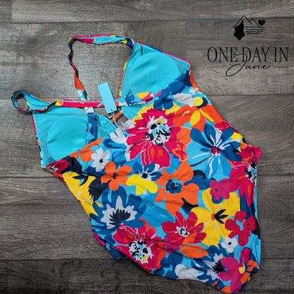 Yonique Plus Size Floral One Piece Swimsuit Size 18W