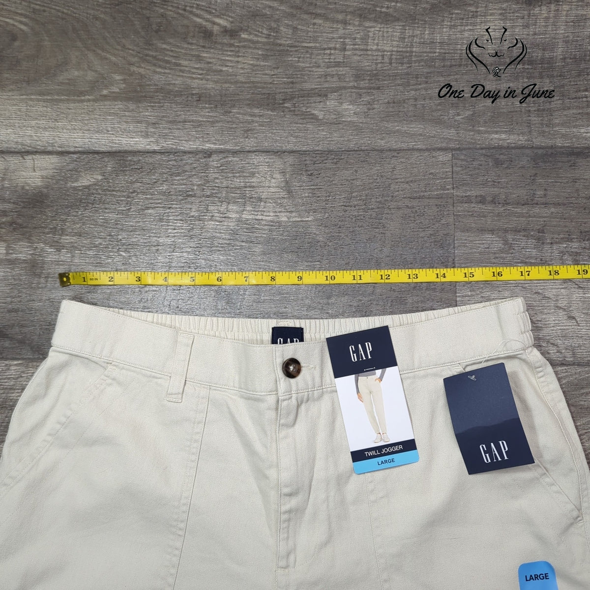 Gap Twill Jogger Pants Birch Cream Mid Rise NWT Size L