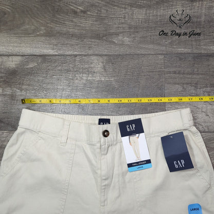 Gap Twill Jogger Pants Birch Cream Mid Rise NWT Size L