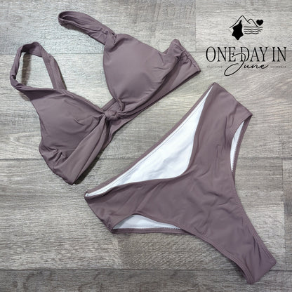 Aleumdr Knot Front Cheeky Bikini Swimsuit Size M