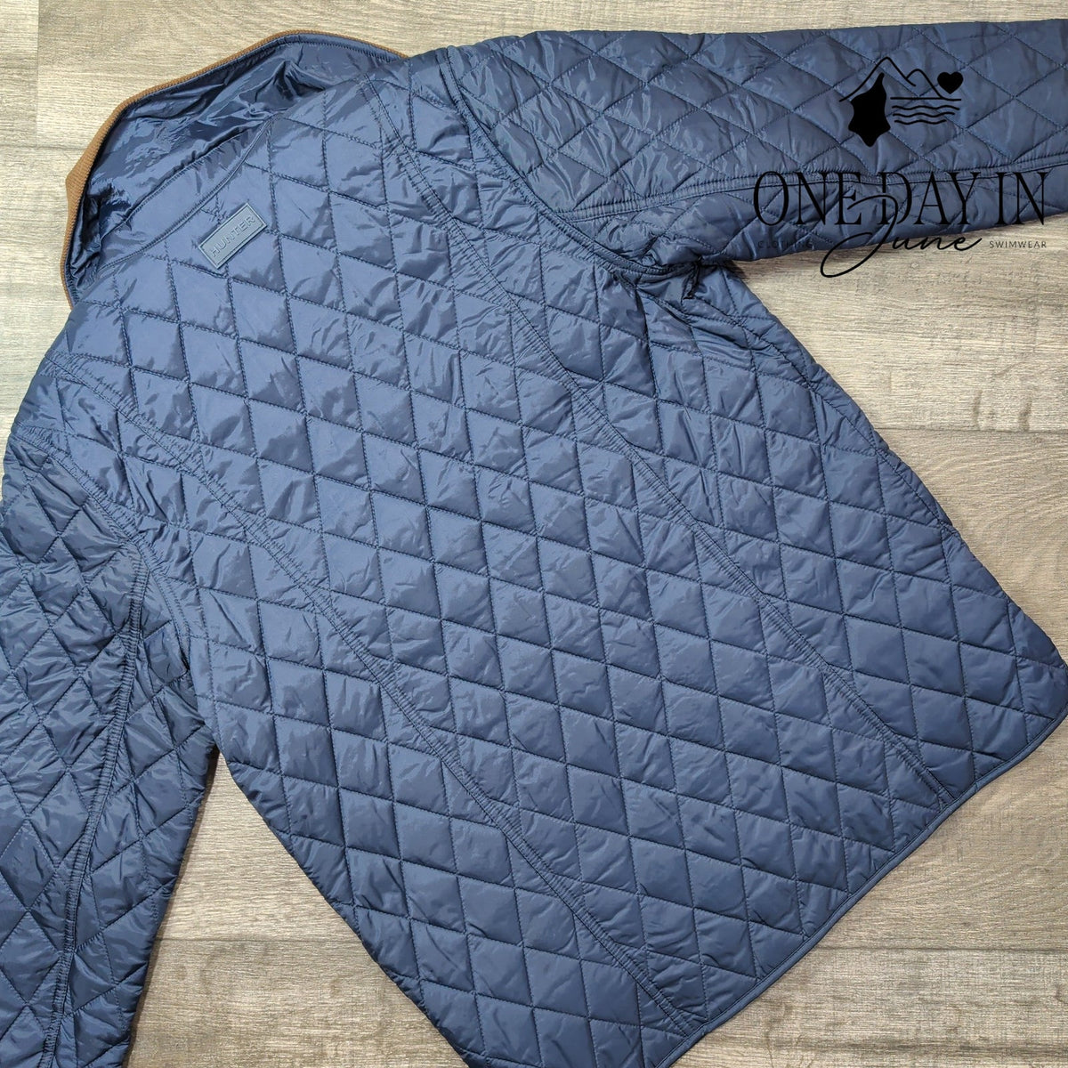 Hunter Rachel Quilted Jacket Navy Blue Corduroy Collar NWT Size M