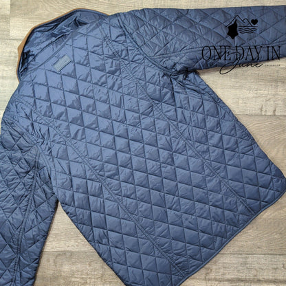 Hunter Rachel Quilted Jacket Navy Blue Corduroy Collar NWT Size M