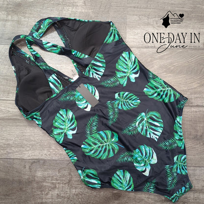 Tempt Me Plus Size V Neck Cross Back One Piece Swimsuit Size 18W