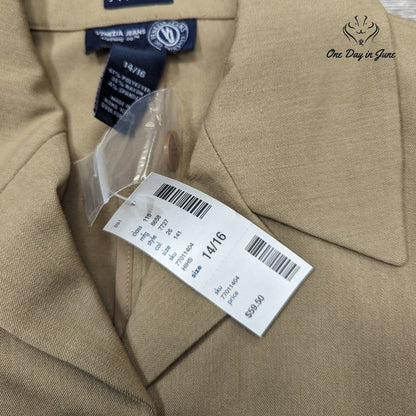 Venezia Jeans Hidden Button Basic Belted Jacket Size 14/16