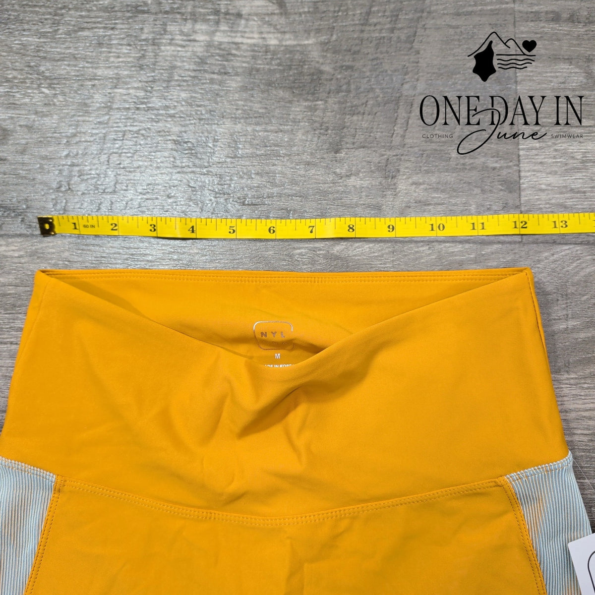 Nylora High Rise Colorblock Yoga Leggings Tangerine Blue NWT Size M