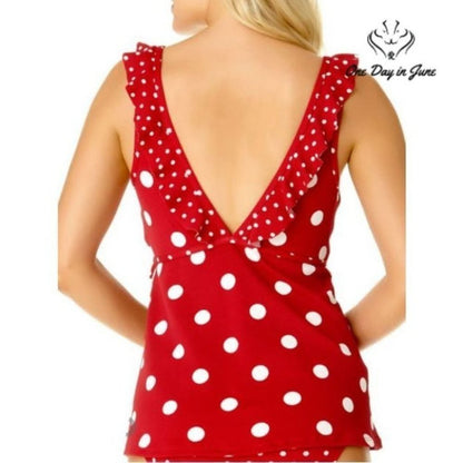 Liz Claiborne Dots Tankini Top Size S