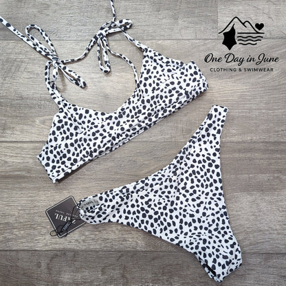 Zaful Dalmation Cheeky Crop Bikini Swimsuit Size M