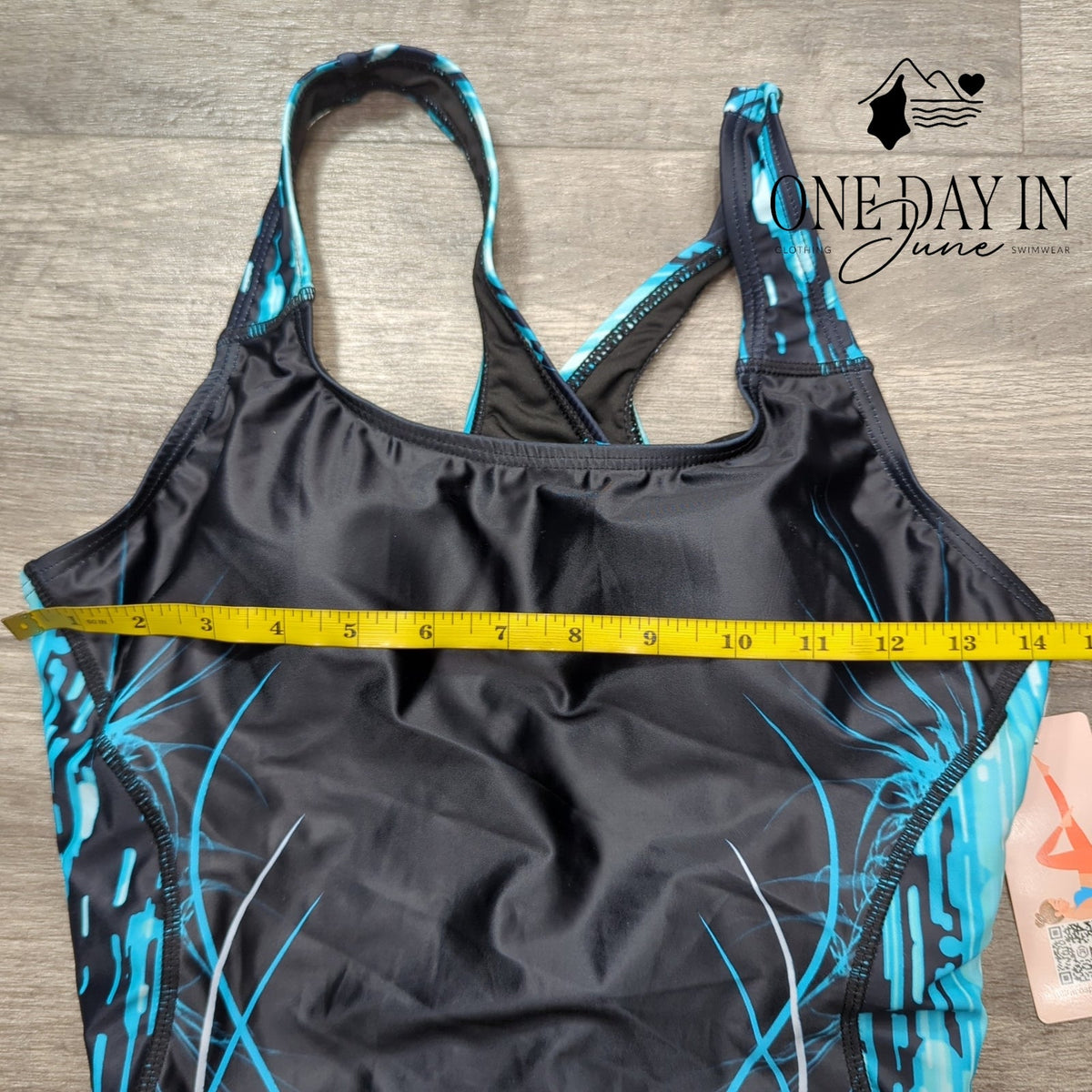 Charmo Sport One Piece Swimsuit Black Turquoise Racerback NWT Size M