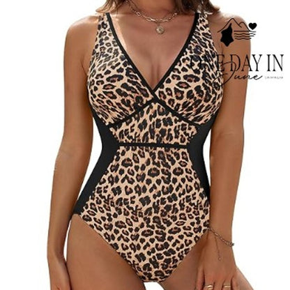 Blooming Jelly Leopard Lace Up Back One Piece Swimsuit Size XL