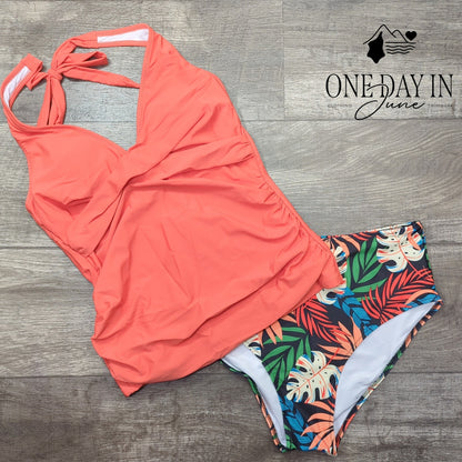 Suuksess Halter Cross Front Tankini Swimsuit Size L