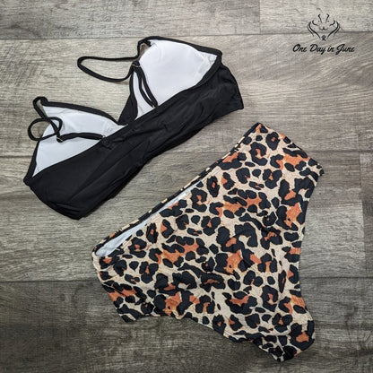 Jodimitty Cross Front Halter High Waist Bikini Size L