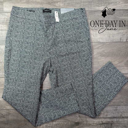 Talbots Chatham Slim Leg Ankle Pants Black White Print NWT $99 Size 16