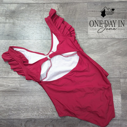 Aleumdr Ruffle Shoulder One Piece Swimsuit Size XL (160)