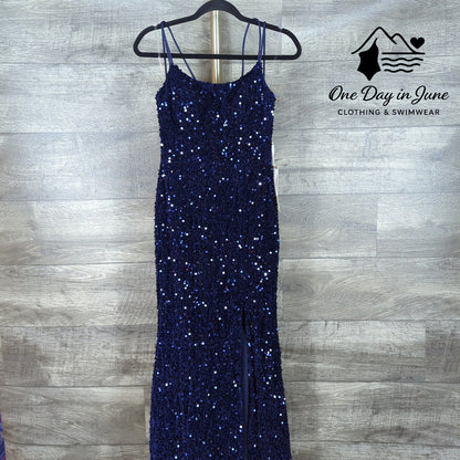 Stacees Spaghetti Strap Sequin Maxi Dress Size 2