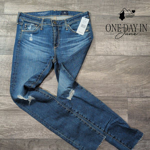 AG Adriano Goldschmied The Legging Ankle Jeans Distressed Blue NWT Size 4 (27)