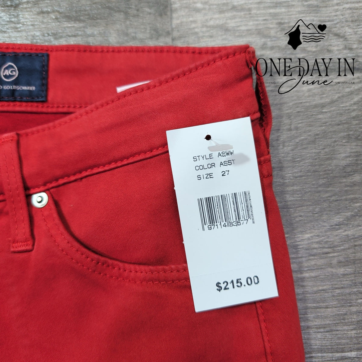 AG Adriano Goldschmied The Prima Cigarette Leg Jeans Red NWT $215 Size 4 (27)
