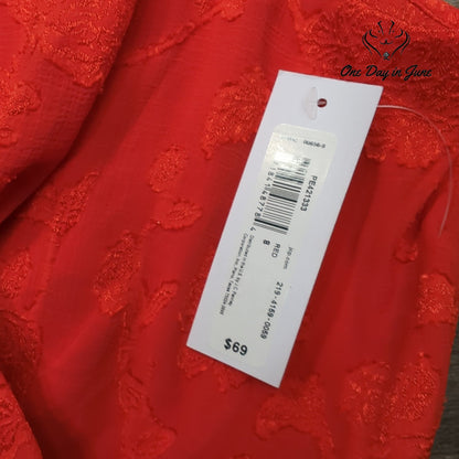 Premier Amour Floral Jacquard Wrap Mini Dress Coral Red NWT Size 8
