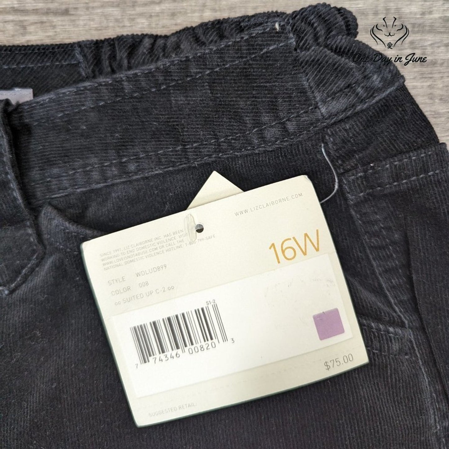 Liz Claiborne Plus Size Audra Straight Leg Corduroy Pants Size 16W