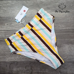 Cupshe High Waist Striped Bikini Bottom Multicolor NWT Size M