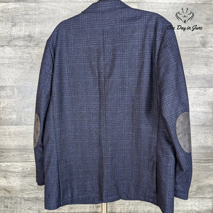 Joseph Abboud Wool Blend Plaid Blazer Navy Blue 2 Button NWT Size XXL