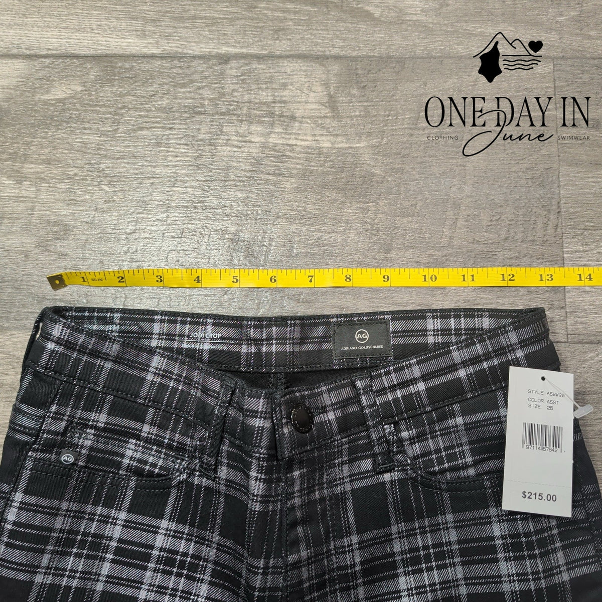 AG Adriano Goldschmied Jodi Crop High Rise Slim Flare Plaid Jeans NWT Size 2