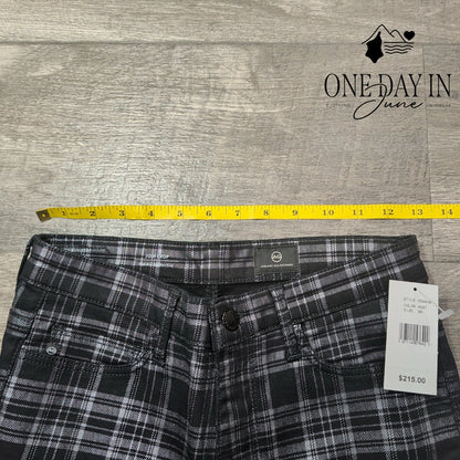 AG Adriano Goldschmied Jodi Crop High Rise Slim Flare Plaid Jeans NWT Size 2