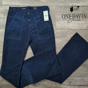 AG Adriano Goldschmied Angel Fatigue Bootcut Corduroy Pants Navy NWT $215 Size 4