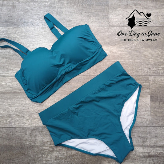 Tempt Me Plus Size High Waist Cropped Molded Cup Bikini Size 12W
