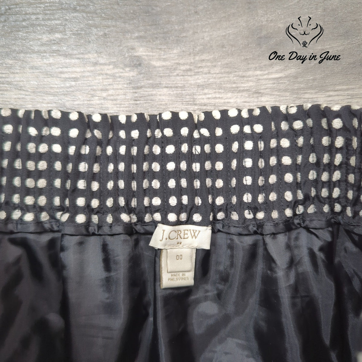J.Crew Womens Polka Dot Pull On Mini Skirt Black White Elastic Waist Size 00