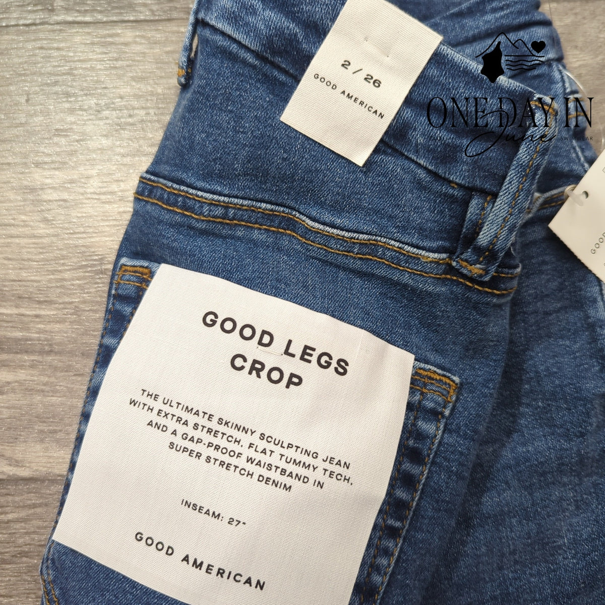 Good American Good Legs Crop Extreme V Skinny Jeans Blue NWT Size 2