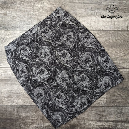 Talbots Petites Wool Blend Wrap Skirt Gray Black Paisley Lined Size 6P