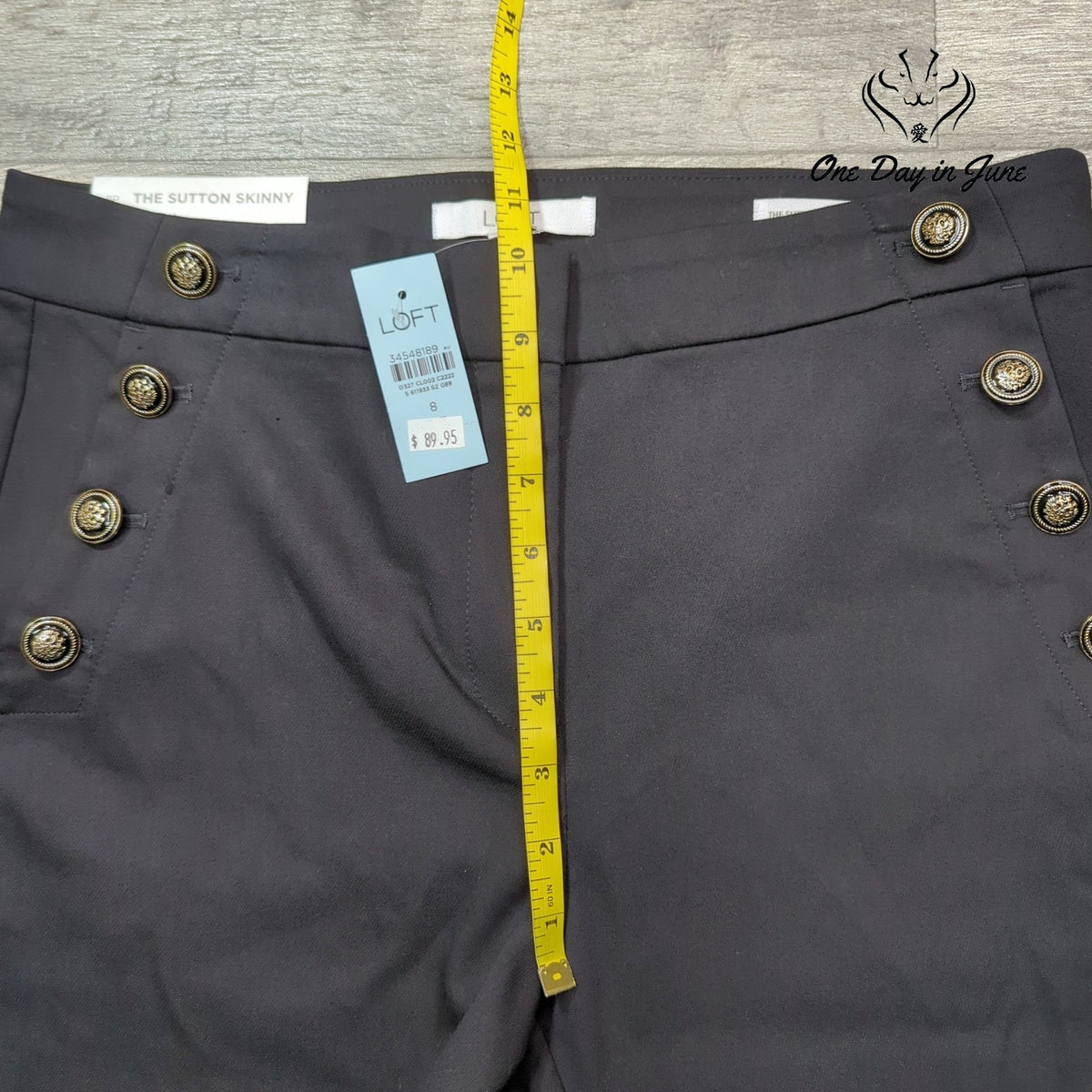 Loft Petite Sutton Skinny Pants Charcoal Gray Sailor Button NWT Size 8P