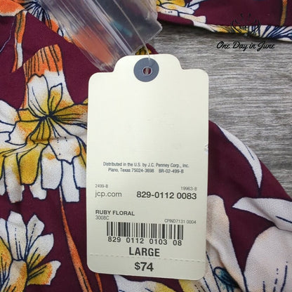 St. John's Bay Long Sleeve Button Front Tie Dress Size L