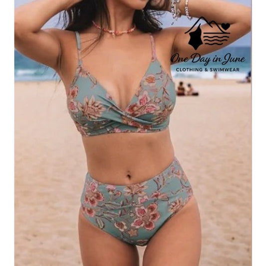 Cupshe Cross Front High Waist Bikini Swimsuit Size M