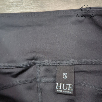Hue High Waist Yoga Biker Shorts Black Side Pockets Athletic Size S