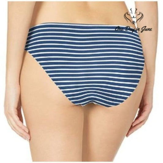 Amzbrly Navy & White Striped Bikini Bottom Size L