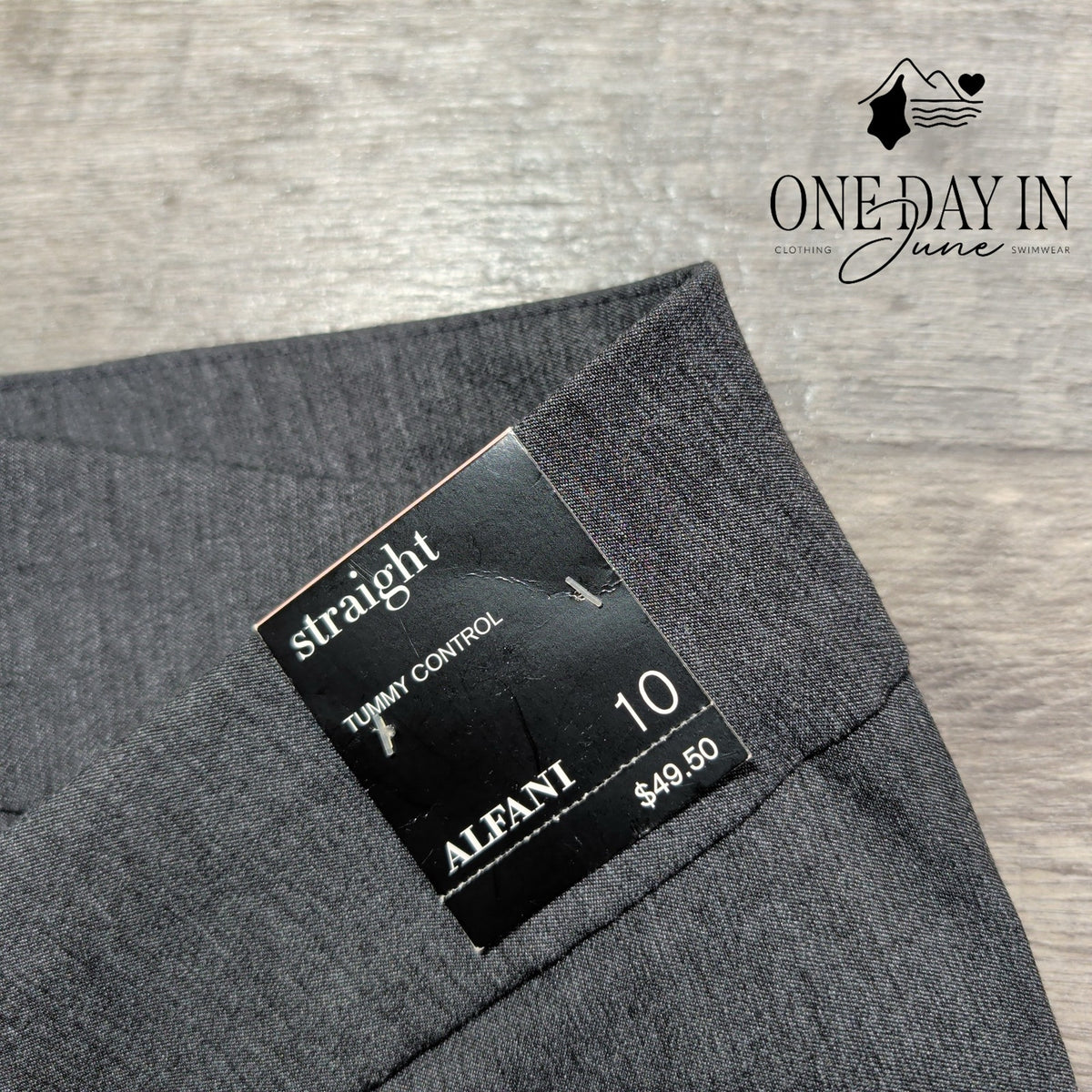 Alfani Tummy Control Straight Leg Dress Pants Dark Heather Gray NWT Size 10