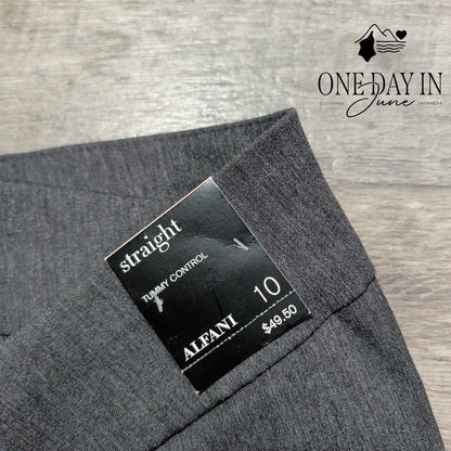 Alfani Tummy Control Straight Leg Dress Pants Dark Heather Gray NWT Size 10
