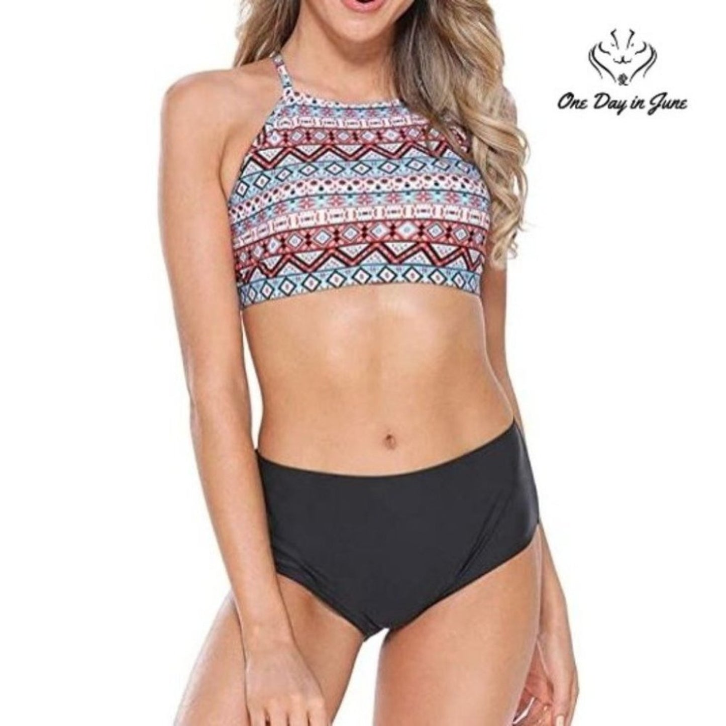 Charmleaks High Neck Halter Bikini Swimsuit Size L