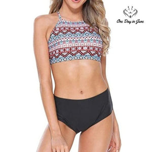 Charmleaks High Neck Halter Bikini Swimsuit Size L
